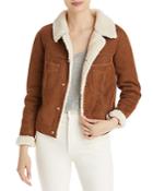 Mother The Curved Pocket Faux Shearling Aviator Jacket