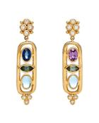 Temple St. Clair 18k Yellow Gold Theodora Cartouche Drop Earrings With Diamonds & Multi Gemstones