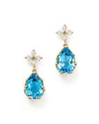 Bloomingdale's Diamond & Blue Topaz Drop Earrings In 14k Yellow Gold - 100% Exclusive