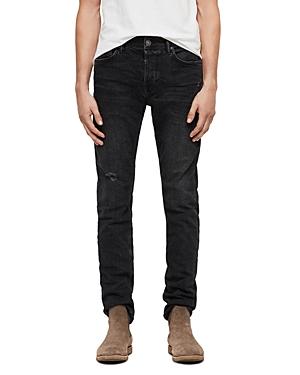 Allsaints Rex Straight Slim Jeans In Washed Black