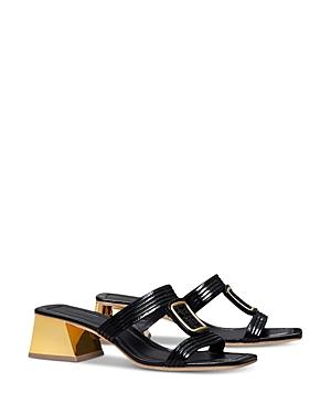 Tory Burch Women's Georgia Bombe Square Toe Double T Mid Heel Sandals