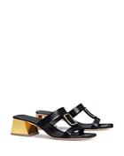 Tory Burch Women's Georgia Bombe Square Toe Double T Mid Heel Sandals