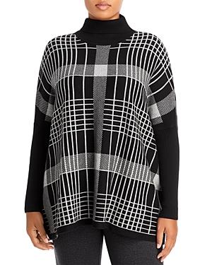 Joseph A Plus Color Blocked Turtleneck Poncho