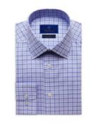 David Donahue Cotton Regular Fit Plaid Dress Shirt