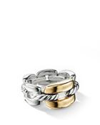 David Yurman Wellesley Link Medium Chain Link Ring In Sterling Silver With 18k Yellow Gold