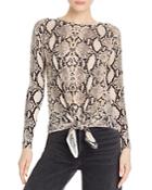 Olivaceous Snake-print Tie-front Sweater