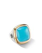 David Yurman Albion Statement Ring With 18k Yellow Gold & Reconstituted Turquoise