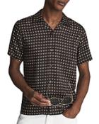 Reiss Moon Camp Collar Short Sleeve Geo Print Shirt