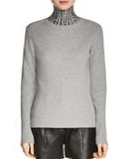 Maje Matias Studded Turtleneck Sweater