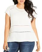 City Chic Night Out Eyelet Trim Top