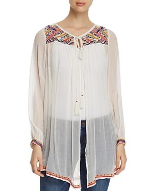 Jachs Girlfriend Sheer Embroidered Top