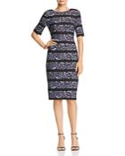 Adrianna Papell Floral-stripe Crepe Dress