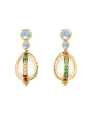 Temple St. Clair 18k Yellow Gold Celestial Crystal & Rainbow Gemstone Amulet Earrings