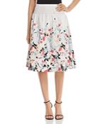 Donna Karan New York Floral-print Smocked-waist Skirt