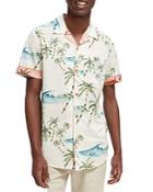 Scotch & Soda Cotton Tropical Print Regular Fit Button Down Hawaiian Shirt