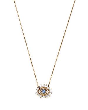 Suzanne Kalan 18k Yellow Gold Evil Eye Blue Sapphire & Diamond Pendant Necklace, 16-18