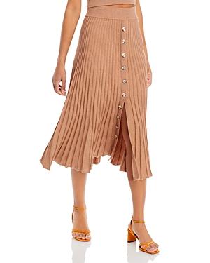 Bardot Ribbed Button Front Midi Skirt