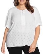 Vince Camuto Plus Elbow-sleeve Eyelet Top