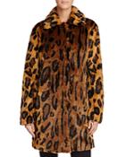 Guess Abigal Leopard Print Faux Fur Coat