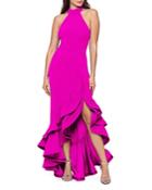 Aqua Racerback Ruffle Hem Gown - 100% Exclusive