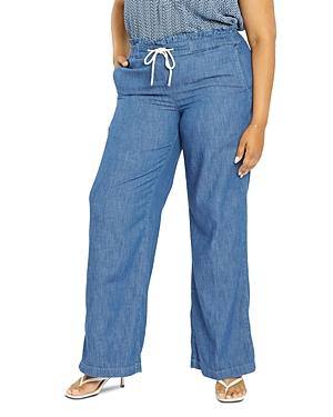 Nydj Plus Chambray Wide-leg Pants