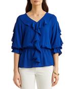 Lauren Ralph Lauren Ruffle Peplum Blouse