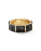 David Yurman 18k Yellow Gold & Forged Carbon Faceted Wide Band