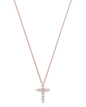 Bloomingdale's Diamond Small Cross Pendant Necklace In 14k Rose Gold, 0.33 Ct. T.w. - 100% Exclusive