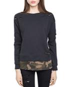 Generation Love Distressed Camo Twofer Top