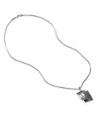 John Hardy Sterling Silver Bamboo Double Rectangle Textured Pendant Necklace, 24