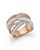 Diamond Crossover Ring In 14k Yellow, White And Rose Gold, 2.70 Ct. T.w.