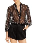 Alice + Olivia Sheila Sheer Embroidered Top