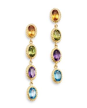 Bloomingdale's Multi-gemstone Oval Bezel Set Drop Earrings In 14k Yellow Gold - 100% Exclusive