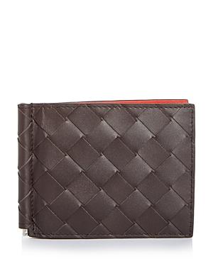 Bottega Veneta Woven Leather Bi Fold Money Clip Wallet