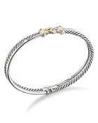 David Yurman Sterling Silver Two-row Cable Buckle Bracelet With 18k Yellow Gold