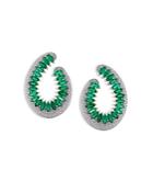 Hueb 18k White Gold Mirage Emerald & Diamond Circle Front To Back Earrings