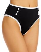 Aqua Button High Waist Bikini Bottom - 100% Exclusive