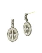Freida Rothman Pave Oval Drop Earrings