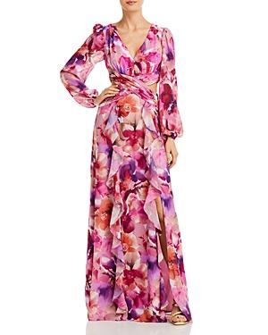 Aqua Printed Long Sleeve Gown - 100% Exclusive