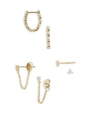 Baublebar Lydia Cubic Zirconia Earrings In 18k Gold Plated Sterling Silver, Set Of 3