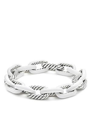 David Yurman Madison Chain Enamel Large Bracelet In White