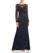 Adrianna Papell Embellished Long-sleeve Gown