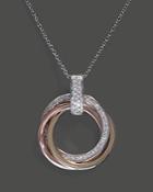 Diamond Circle Pendant Necklace In 14k White, Yellow And Rose Gold, .20 Ct. T.w., 18