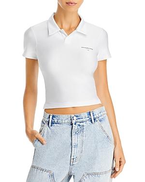 Alexanderwang.t Shrunken Short Sleeve Polo Shirt With Logo Print