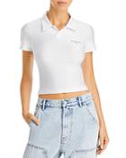 Alexanderwang.t Shrunken Short Sleeve Polo Shirt With Logo Print