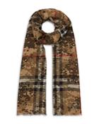 Burberry Lightweight Camouflage Check Wool & Silk Scarf