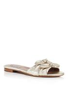 Tabitha Simmons Cleo Knotted Metallic Leather Slide Sandals