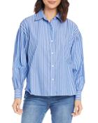 Karen Kane Cotton Shirred Sleeve Shirt