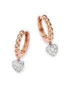 Bloomingdale's Diamond Heart Charm Huggie Hoop Earrings In 14k Rose Gold, 0.15 Ct. T.w. - 100% Exclusive