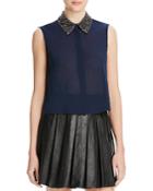 Alice And Olivia Lorrie Beaded Collar Shirt